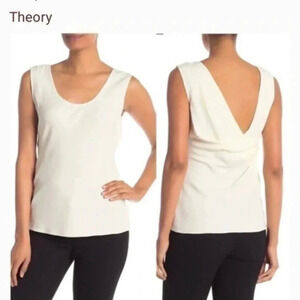 Theory cowl back tank rosina crepe ivory cream color size Large NWOT